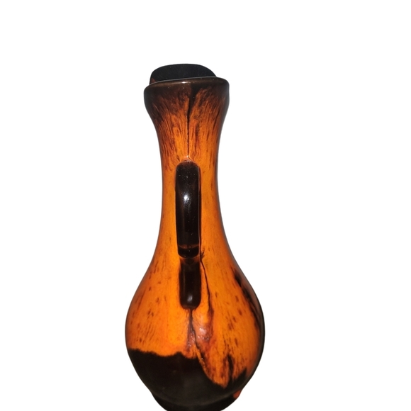 Vintage Canuck Pottery Orange and Black Drip Glaze Vase - Picture 5 of 7